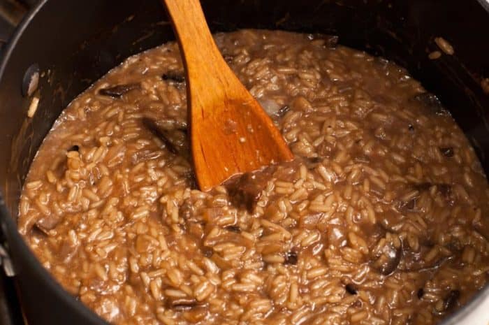 risotto de setas y champiñones listo