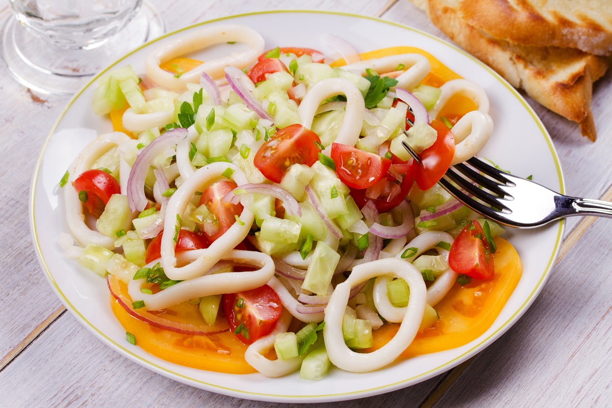 ensalada de calamares y mango